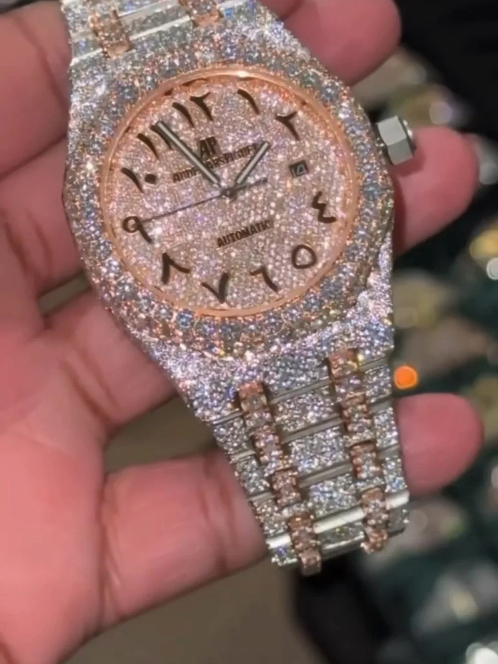 Luxury Rose Gold & Silver Pave Crystal Women's Watch - Branded Style